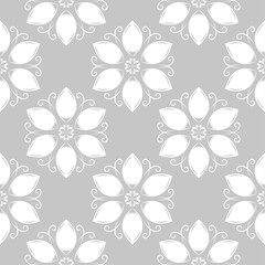 Gray and white floral seamless pattern
