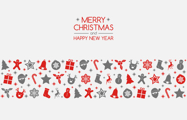 Fototapeta na wymiar Christmas banner in retro style. Vector.