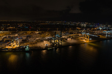 Aerial image Port of Miami at night