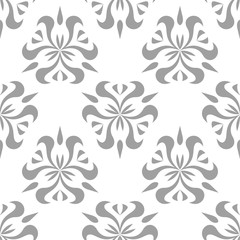 Gray floral seamless pattern on white background