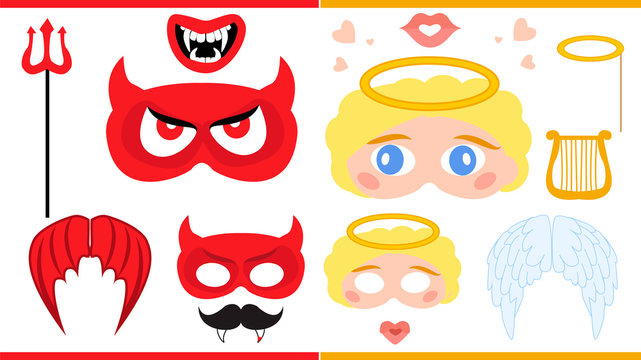 Angel and devil. Printable photo booth props. 
