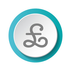 British pound symbol - 3d button. Vector.