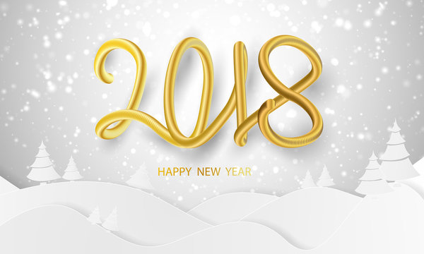 Happy New Year 2018. background with beautiful various snowflakes