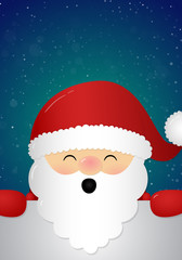 Singing Santa Claus on blue background. Vector.