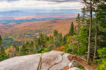 Panoramic lookout on Megantic Mount in Canada during autumn colours