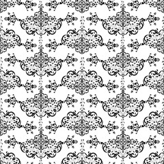 Baroque floral pattern vector seamless. Monochrome damask background texture. Royal flower ornament design for wallpaper, textile, fabric, backdrop, carpet, bed linen, tablecloth, wrapping paper.