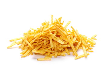 Shredded Potato chips isolated on white background