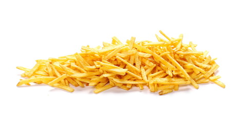 Shredded Potato chips isolated on white background