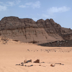 Fototapeta na wymiar Ubari Desert, Libya - May 04, 2002 : View of Ubari Desert