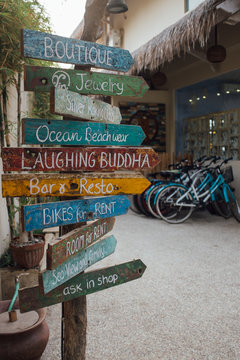 Arrow Signpost With Text On Street