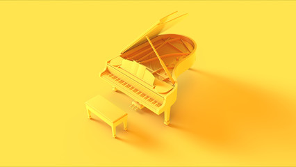 Yellow grand piano on a yellow background