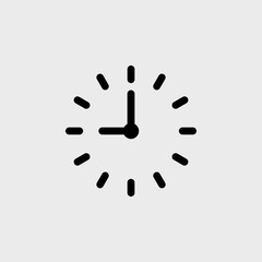Clock flat vector icon on a gray background