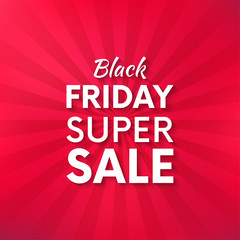 Black friday vector promo banner with bright background.