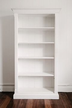 Empty White Bookcase