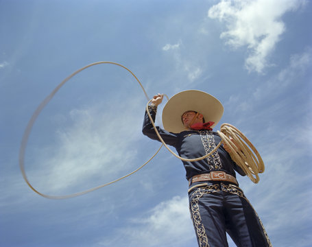 Mexican cowboy with lasso. Mexico.