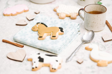Obraz na płótnie Canvas Cute hand made cookies in a shape of animals