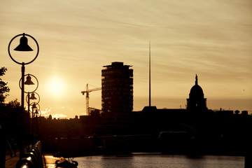 Dublin skyline at sunset 