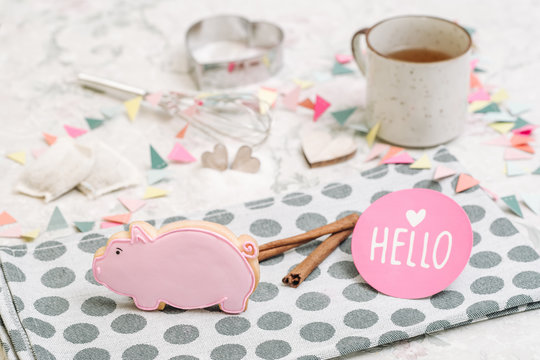 Cute hand made cookies in a shape of animals