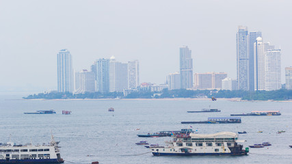 boats in the sea of pattaya city