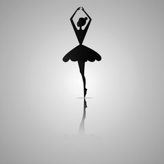 Silhouette of the ballerina on a white background, vector. Ballet, dance.