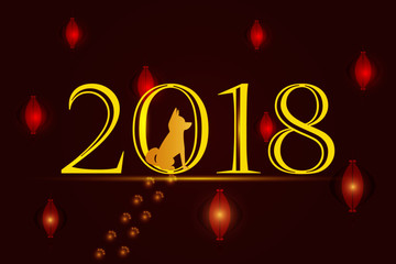 Happy Chinese New Year card with dog zodiac. Lunar New Year. Vector design.