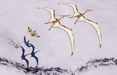 pterodactyl in flight 3d rendering © satori
