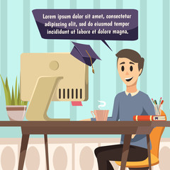 Online Education Composition In Comics Style 