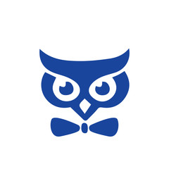 blue owl head logo with bow ties