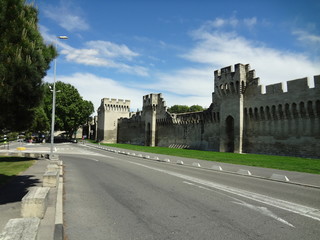 Fototapeta na wymiar Avignon city walls, France