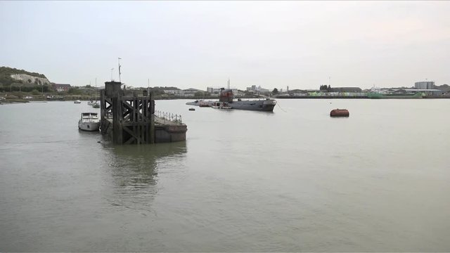 UK Oct 2017 - Soviet U-475 Black Widow submarine moored on River Medway in Kent.