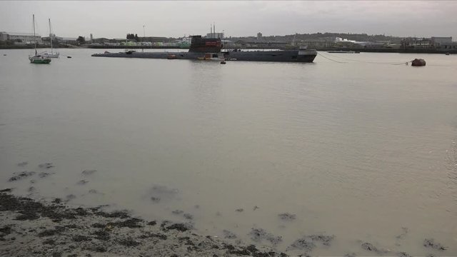 UK Oct 2017 - Soviet U-475 Black Widow submarine moored on River Medway in Kent.