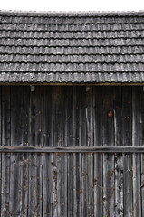 Wooden barns. Traditional agricultural buildings in the alpine region.