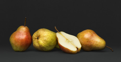 Still life with autumn fruit, pears isolated on gray