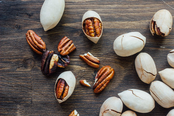 Pecan nuts on table