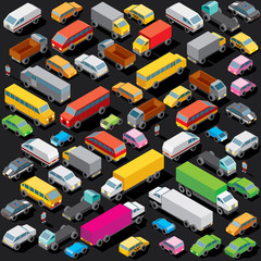 Isometric Cars Parking. Vector Image