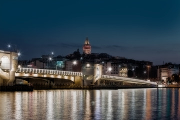 Galata Tower, Galata Bridge, Karakoy district and Golden Horn at morning, istanbul - Turkey