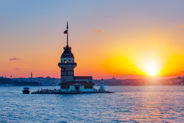 Fototapeta na wymiar The Maiden's Tower in Istanbul-Turkey