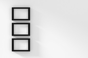 Blank picture frame templates set on living room wall