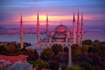 Papier Peint photo autocollant Monument La Mosquée Bleue, (Sultanahmet), Istanbul, Turquie.