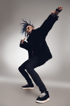 rock musician posing