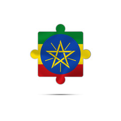 Isolated piece of puzzle with the Ethiopia flag. Vector illustration.