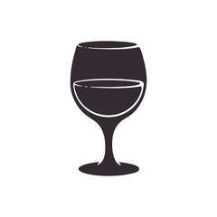 Vector illustration. Silhouette of a glass with wine. Glass goblet of alcohol drink. Isolated  pattern on white background