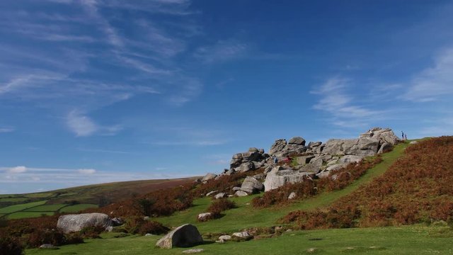 Time Lapse of Bonehill Rocks, Dartmoor National Park, South Devon Countryside, UK Landscape