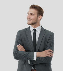 Handsome businessman standing  isolated on white background