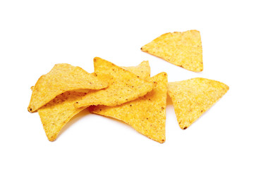 Fototapeta premium Corn chips,triangle, nachos isolated on white background