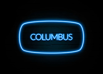 Columbus   - colorful Neon Sign on brickwall
