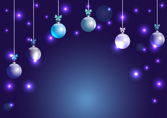 Merry Christmas and New Year Background. Christmas card with balls