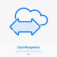 Cloud management thin line icon. Modern vector illustration of cloud technology.