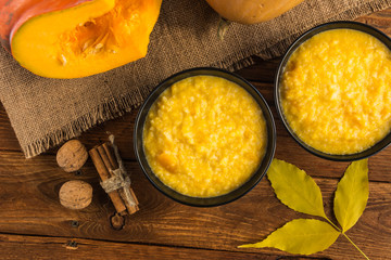 Pumpkin porridge with rice and milk