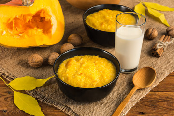 Pumpkin porridge with rice and milk